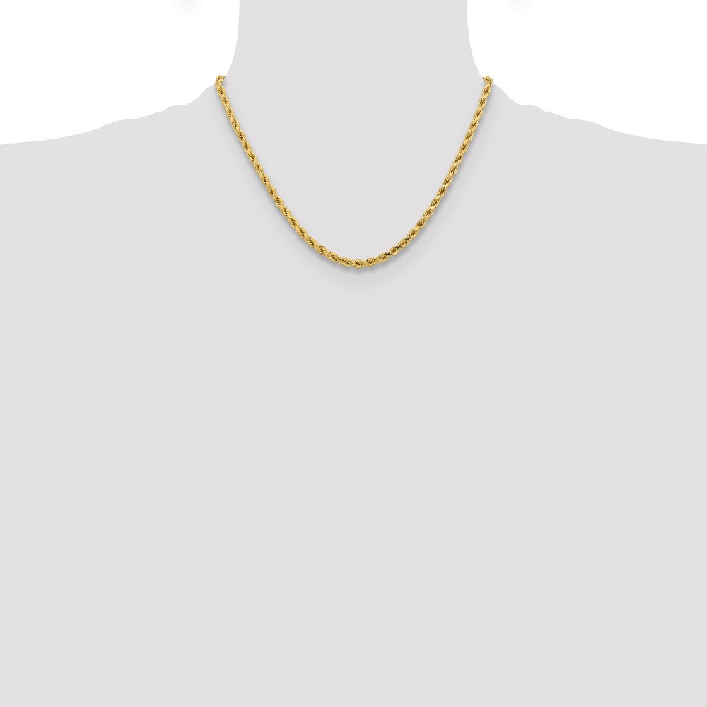 10K Yellow Gold 4.25mm Diamond-cut Rope Chain Necklace 18"-24" - Product Photo