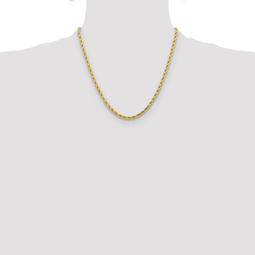 10K Yellow Gold 4.25mm Diamond-cut Rope Chain Necklace 18"-24" - Product Photo
