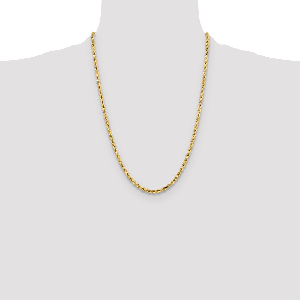 10K Yellow Gold 4.25mm Diamond-cut Rope Chain Necklace 18"-24" - Product Photo