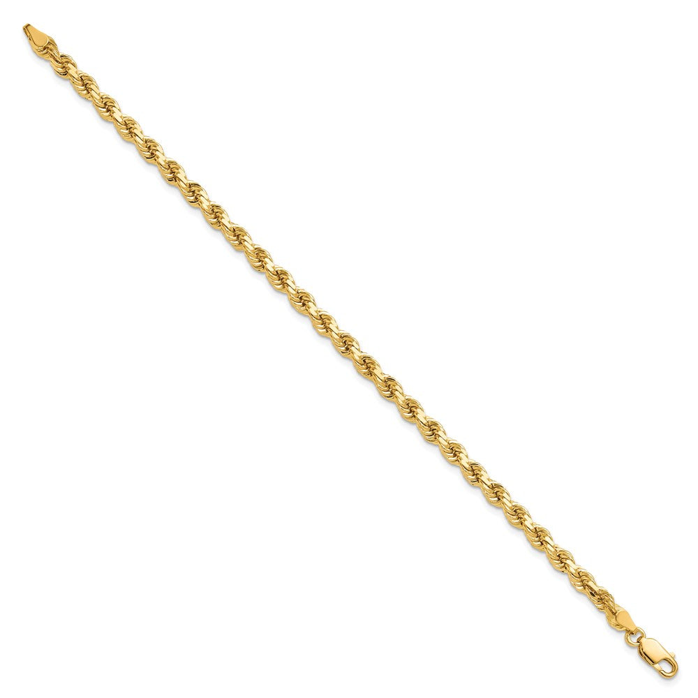 10K Yellow Gold 4.25mm Diamond-cut Rope Chain Bracelet 7"-8" - Product Photo