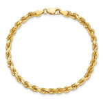 10K Yellow Gold 4.25mm Diamond-cut Rope Chain Bracelet 7"-8" - Product Photo