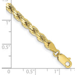 10K Yellow Gold 4.25mm Diamond-cut Rope Chain Bracelet 7"-8" - Product Photo