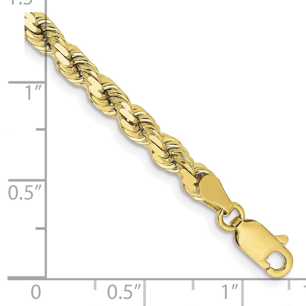 10K Yellow Gold 4.25mm Diamond-cut Rope Chain Bracelet 7"-8" - Product Photo