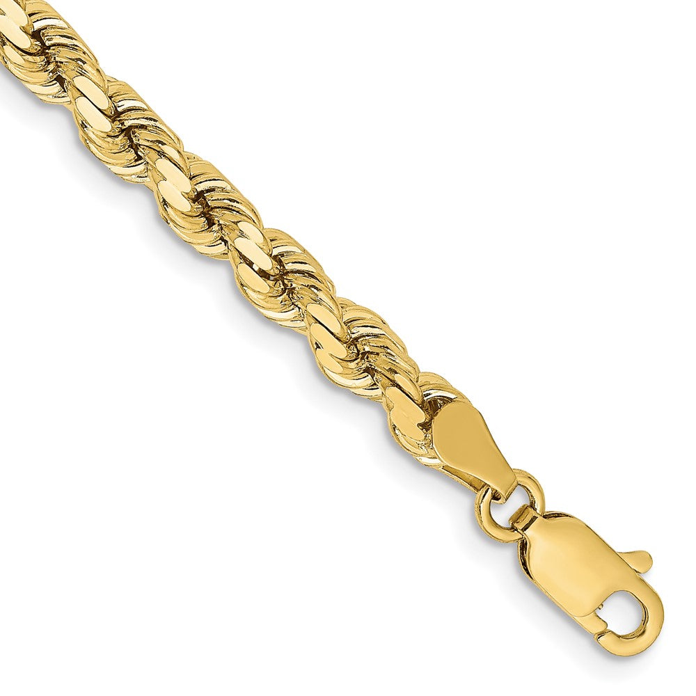 10K Yellow Gold 4.25mm Diamond-cut Rope Chain Bracelet 7"-8"