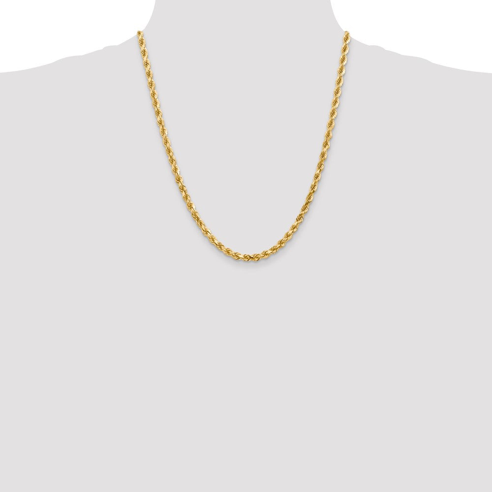 10K Yellow Gold 4.5mm Diamond-Cut Rope Chain Necklace 22"-24" - Product Photo