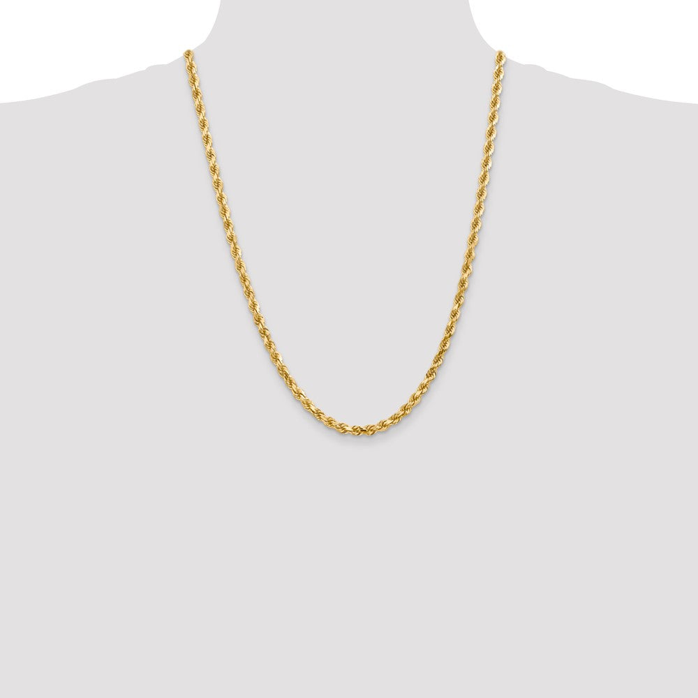 10K Yellow Gold 4.5mm Diamond-Cut Rope Chain Necklace 22"-24" - Product Photo