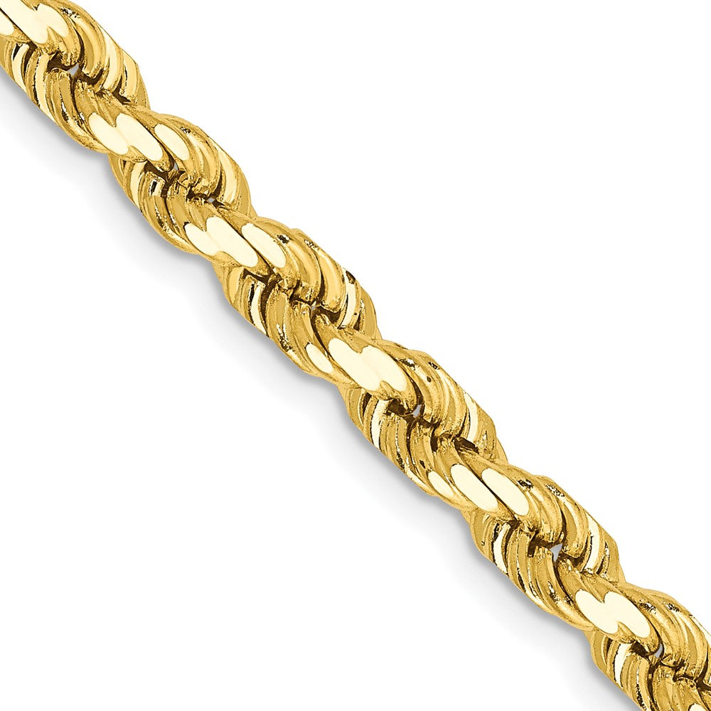10K Yellow Gold 4.5mm Diamond-Cut Rope Chain Necklace 22"-24"