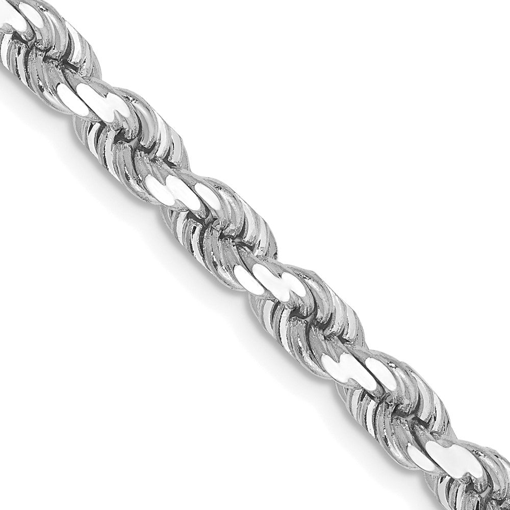 10K White Gold 4.5mm Diamond-Cut Rope Chain Necklace 20"-22"