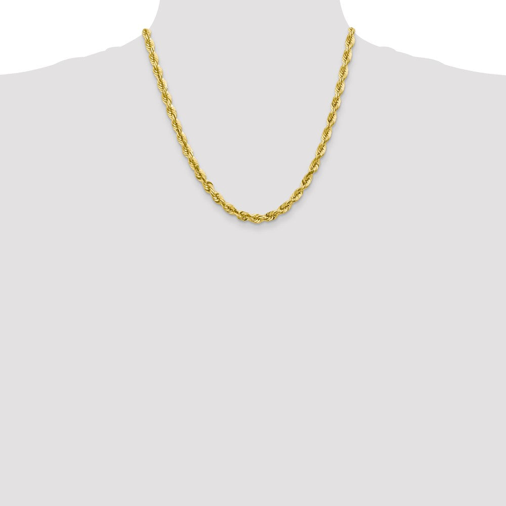 10K Yellow Gold 5.5mm Diamond-cut Rope Chain Necklace 20"-30" - Product Photo
