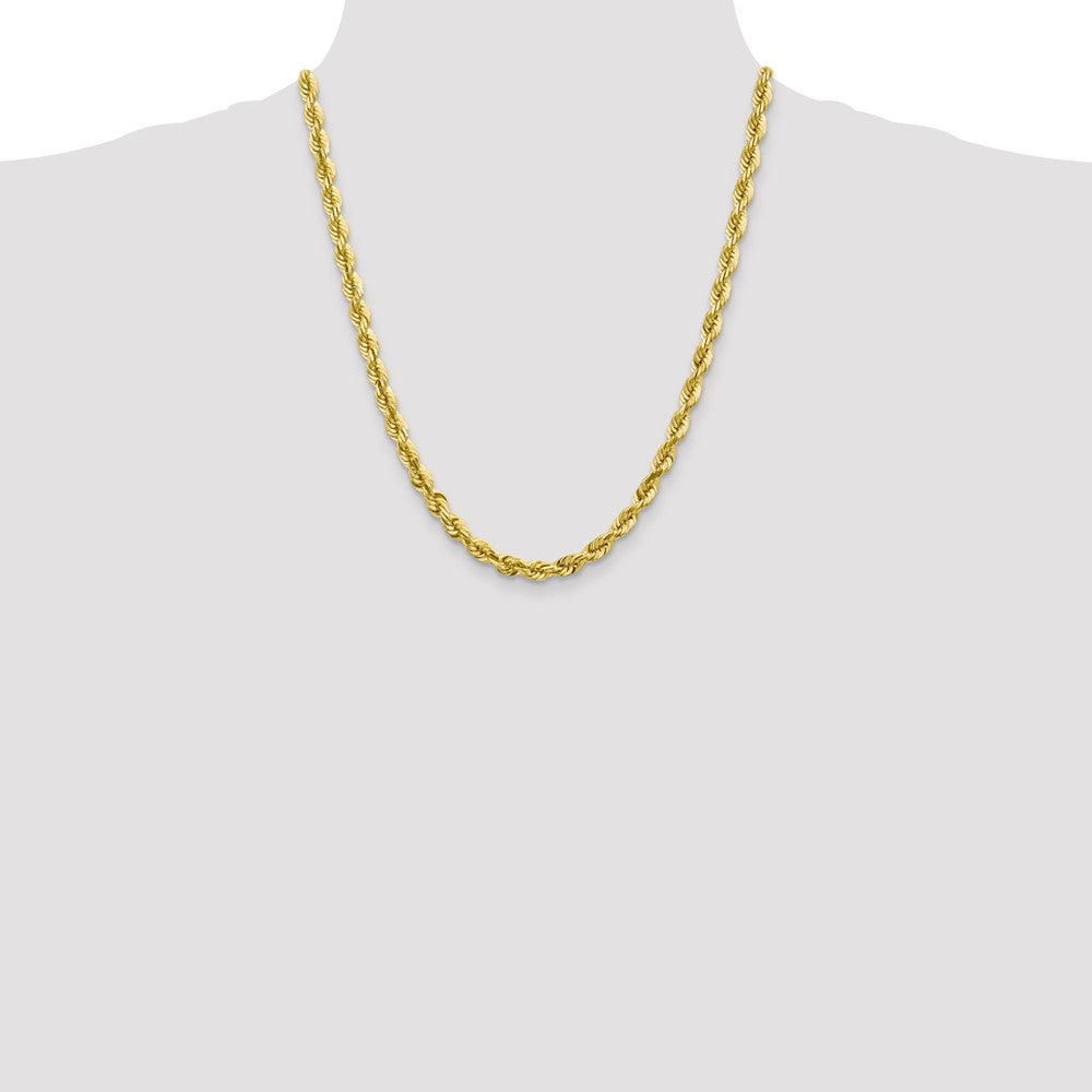 10K Yellow Gold 5.5mm Diamond-cut Rope Chain Necklace 20"-30" - Product Photo