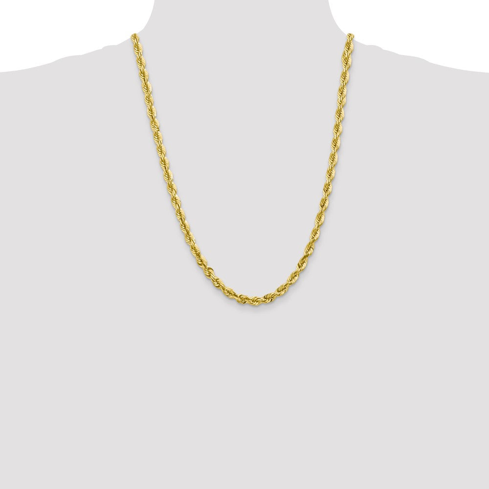 10K Yellow Gold 5.5mm Diamond-cut Rope Chain Necklace 20"-30" - Product Photo