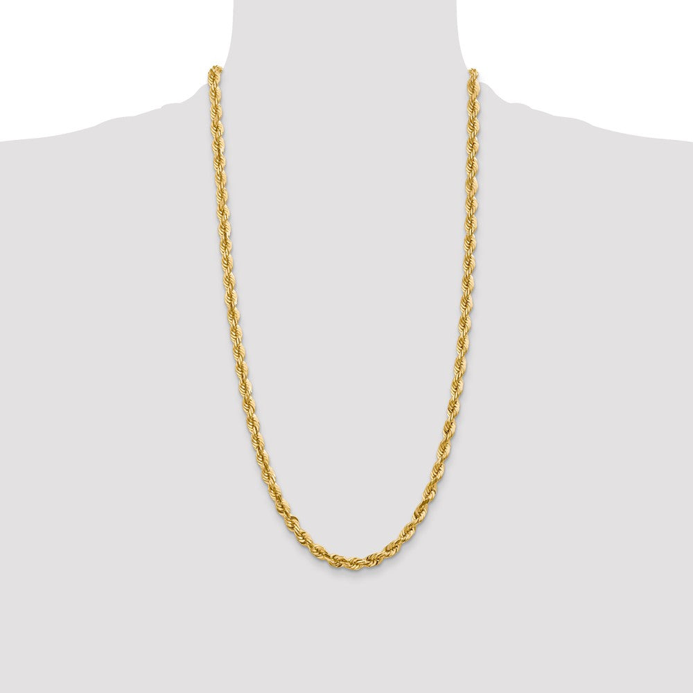 10K Yellow Gold 5.5mm Diamond-cut Rope Chain Necklace 20"-30" - Product Photo