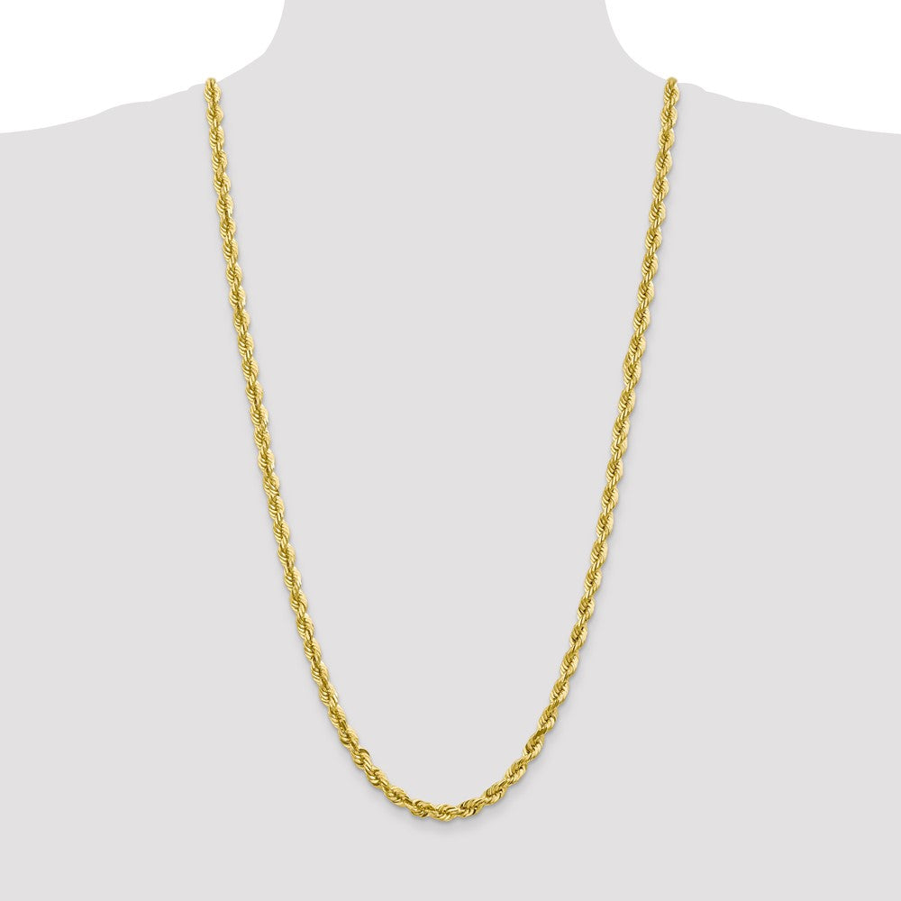 10K Yellow Gold 5.5mm Diamond-cut Rope Chain Necklace 20"-30" - Product Photo