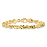 10K Yellow Gold 5.5mm Diamond-cut Rope Chain Bracelet 7"-9" - Product Photo