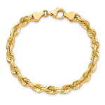 10K Yellow Gold 5.5mm Diamond-cut Rope Chain Bracelet 7"-9" - Product Photo