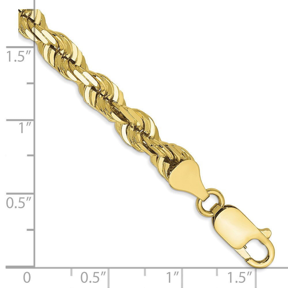10K Yellow Gold 5.5mm Diamond-cut Rope Chain Bracelet 7"-9" - Product Photo