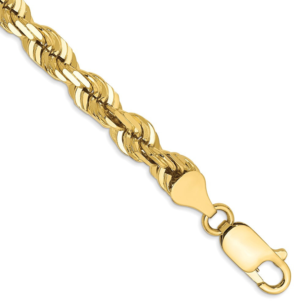10K Yellow Gold 5.5mm Diamond-cut Rope Chain Bracelet 7"-9"