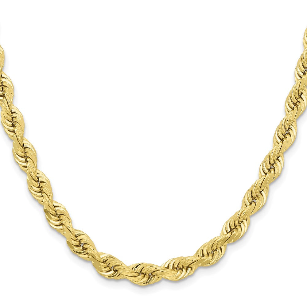 10K Yellow Gold 6.5mm Diamond-cut Rope Chain Necklace 22"-24" - Product Photo