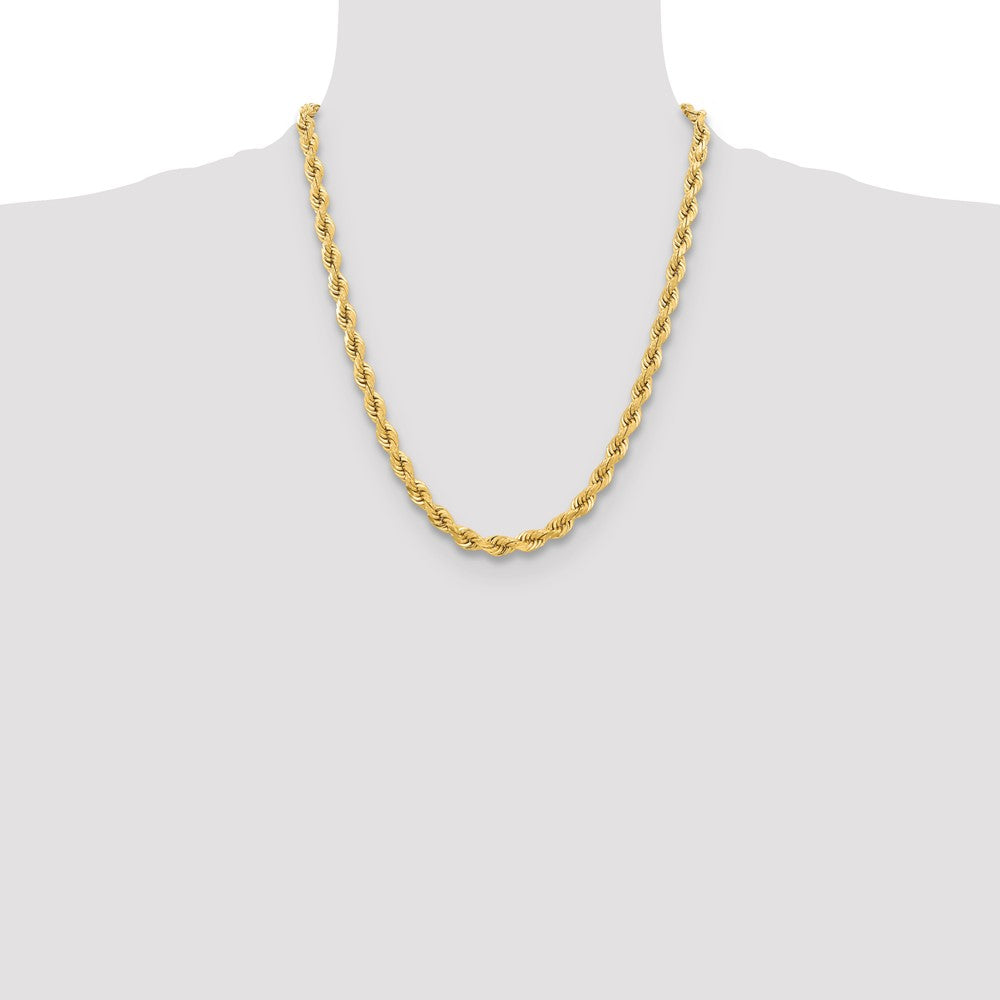 10K Yellow Gold 6.5mm Diamond-cut Rope Chain Necklace 22"-24" - Product Photo