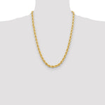 10K Yellow Gold 6.5mm Diamond-cut Rope Chain Necklace 22"-24" - Product Photo