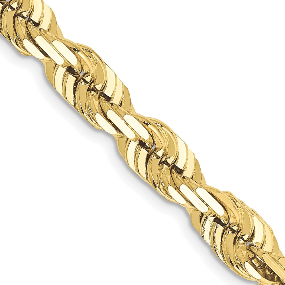 10K Yellow Gold 6.5mm Diamond-cut Rope Chain Necklace 22"-24" - Product Photo