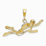 10K / 14K Yellow with Rhodium & Rhodium Polished Open-Backed Scuba Diver Pendant - Product Photo