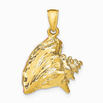 10K / 14K Yellow Gold Pol. 3-Dimensional Pink & White Enameled Conch Shell - Product Photo
