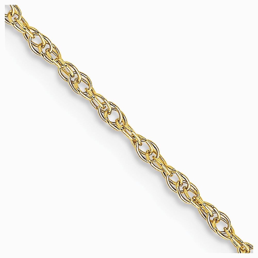 10K Yellow Gold 1.35mm Carded Cable Rope Chain Necklace 16"-24"