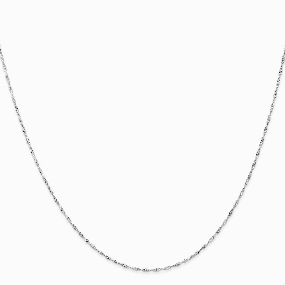 10K White Gold 1mm Carded Singapore Chain Necklace 16"-24" - Product Photo