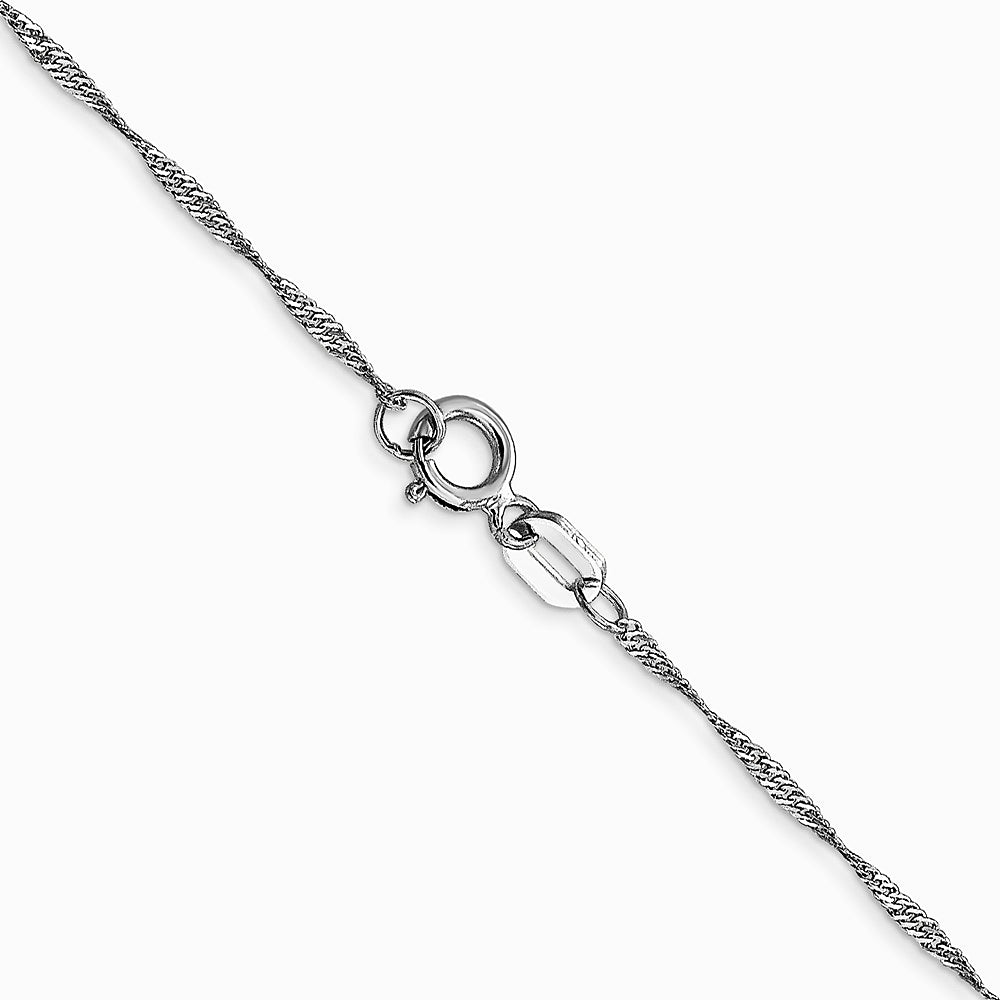 10K White Gold 1mm Carded Singapore Chain Necklace 16"-24" - Product Photo