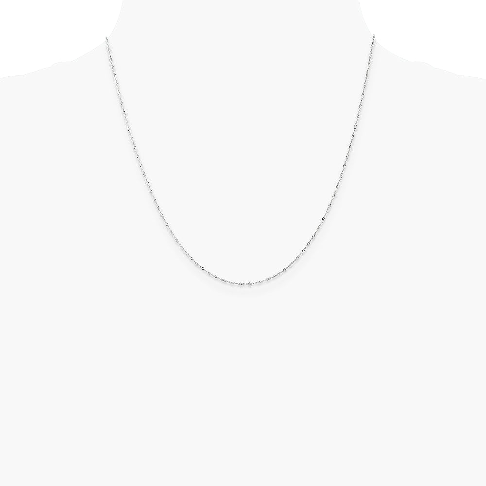 10K White Gold 1mm Carded Singapore Chain Necklace 16"-24" - Product Photo
