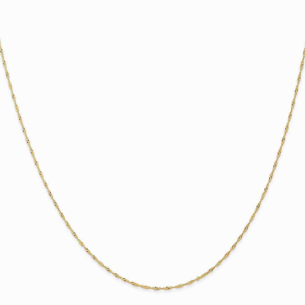 10K Yellow Gold 1mm Carded Singapore Chain Necklace 16"-24" - Product Photo