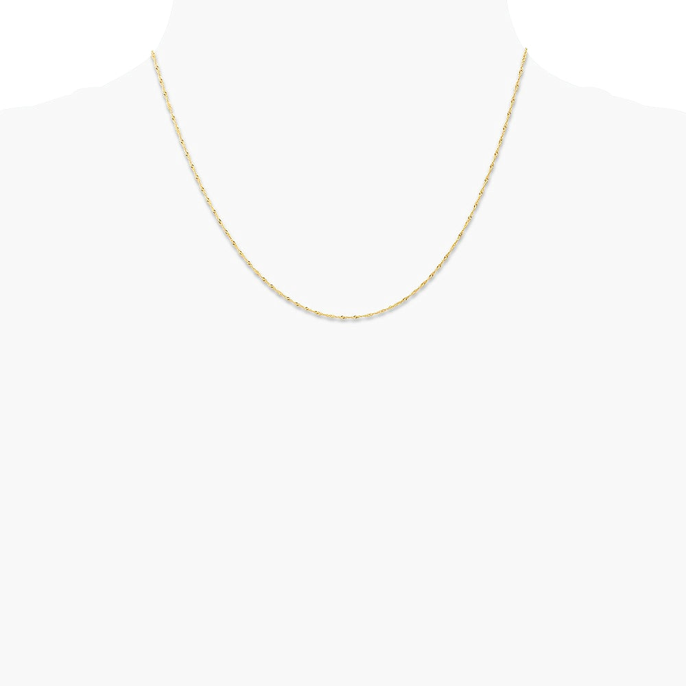 10K Yellow Gold 1mm Carded Singapore Chain Necklace 16"-24" - Product Photo