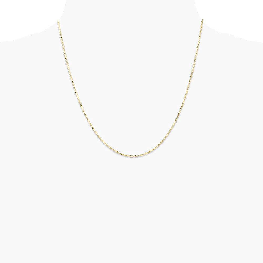 10K Yellow Gold 1mm Carded Singapore Chain Necklace 16"-24" - Product Photo
