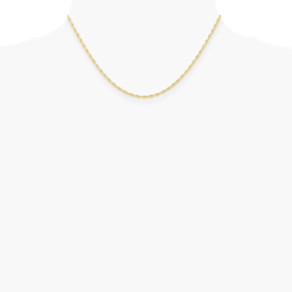 10K Yellow Gold 1.55mm Carded Cable Rope Chain Necklace 16"-24" - Product Photo