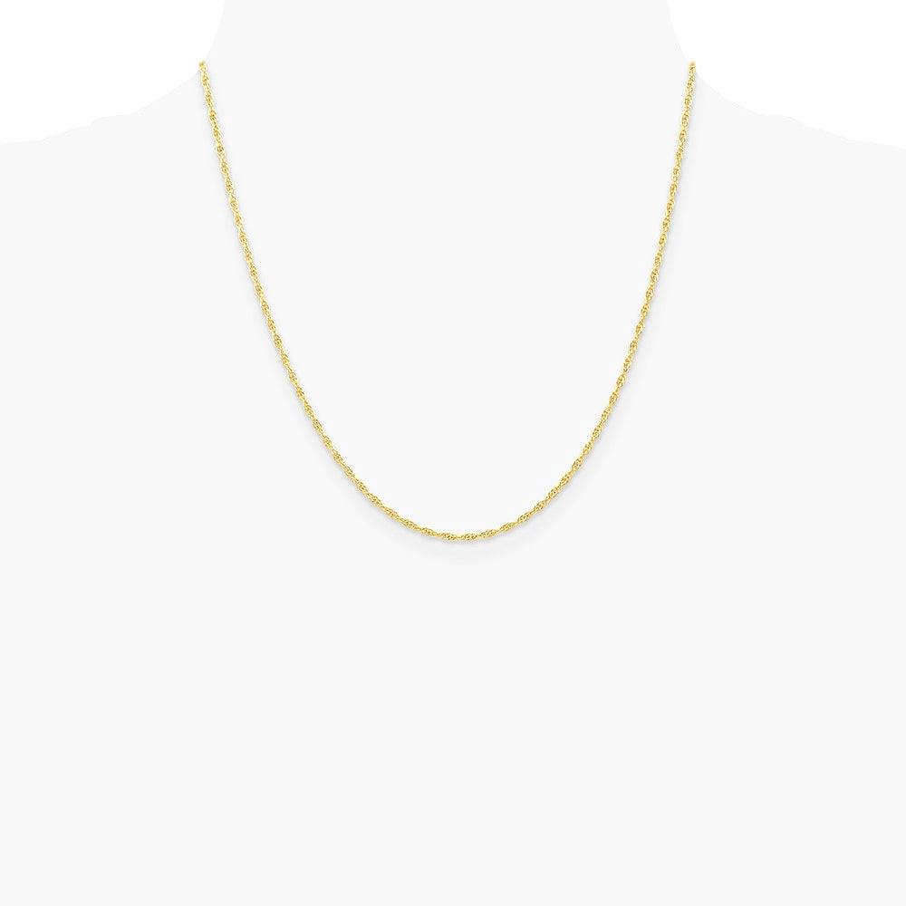 10K Yellow Gold 1.55mm Carded Cable Rope Chain Necklace 16"-24" - Product Photo