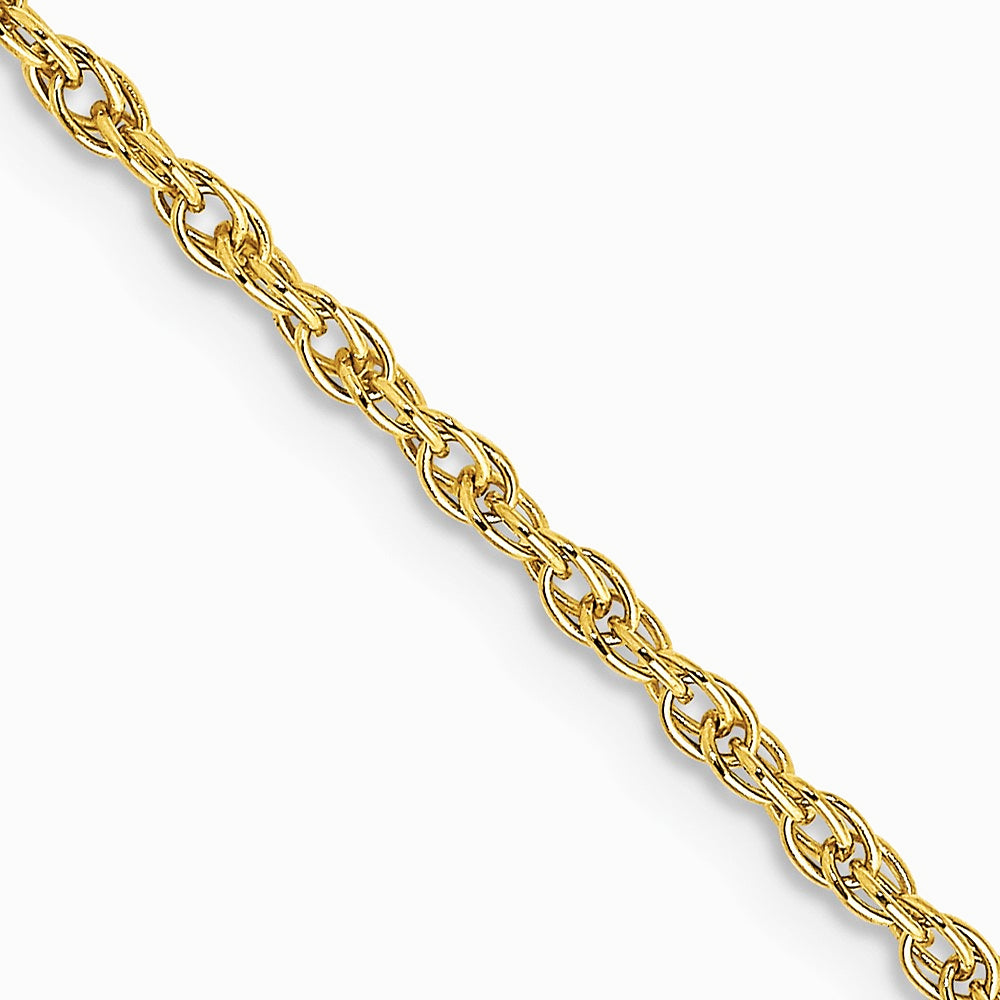 10K Yellow Gold 1.55mm Carded Cable Rope Chain Necklace 16"-24"