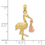 10K / 14K Two-tone Stork with Dangling Baby Charm - Product Photo