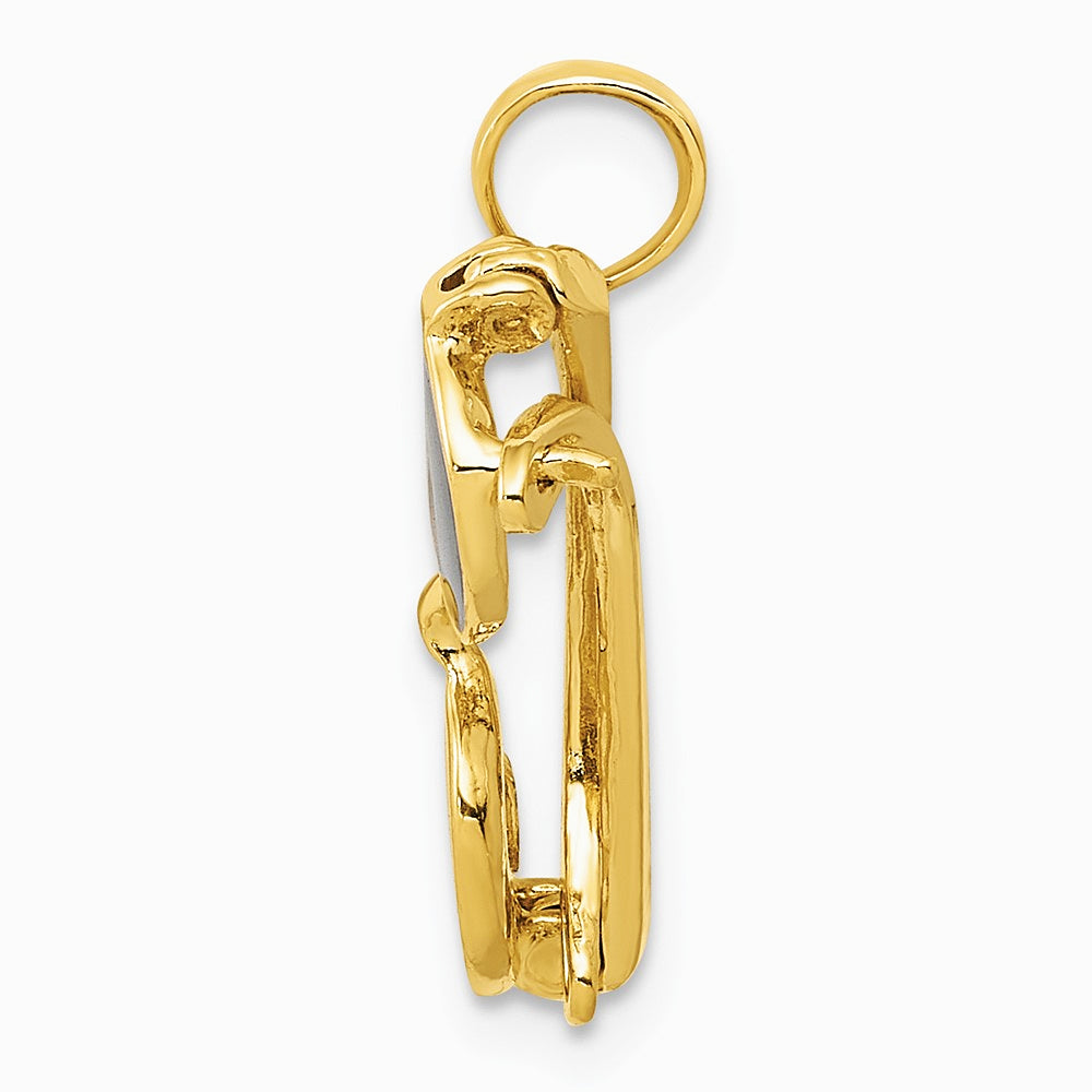 10K / 14K Yellow Gold 3-D Black Enameled Moveable Sunglasses Pendant - Product Photo