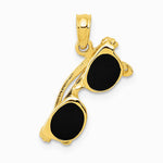 10K / 14K Yellow Gold 3-D Black Enameled Moveable Sunglasses Pendant - Product Photo