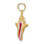 10K / 14K Yellow Gold Enameled 3-D Conch Shell Pendant - Product Photo