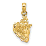 10K / 14K Yellow Gold Enameled 3-D Conch Shell Pendant - Product Photo