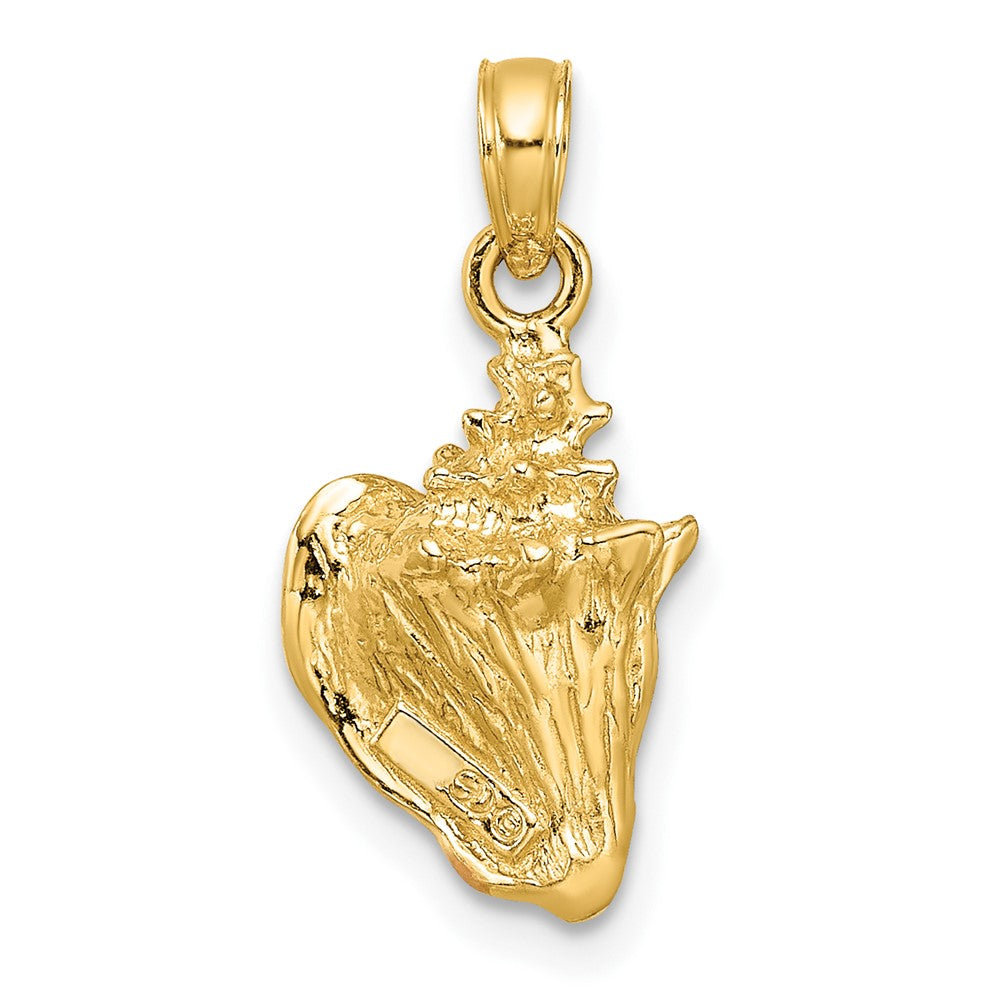 10K / 14K Yellow Gold Enameled 3-D Conch Shell Pendant - Product Photo
