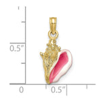 10K / 14K Yellow Gold Enameled 3-D Conch Shell Pendant - Product Photo