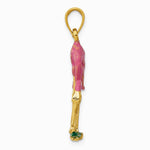 10K / 14K Yellow Gold Enameled 3-D Pink Flamingo Pendant - Product Photo