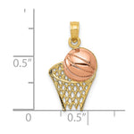 10K / 14K Two-tone Basketball Hoop with Ball Pendant - Product Photo