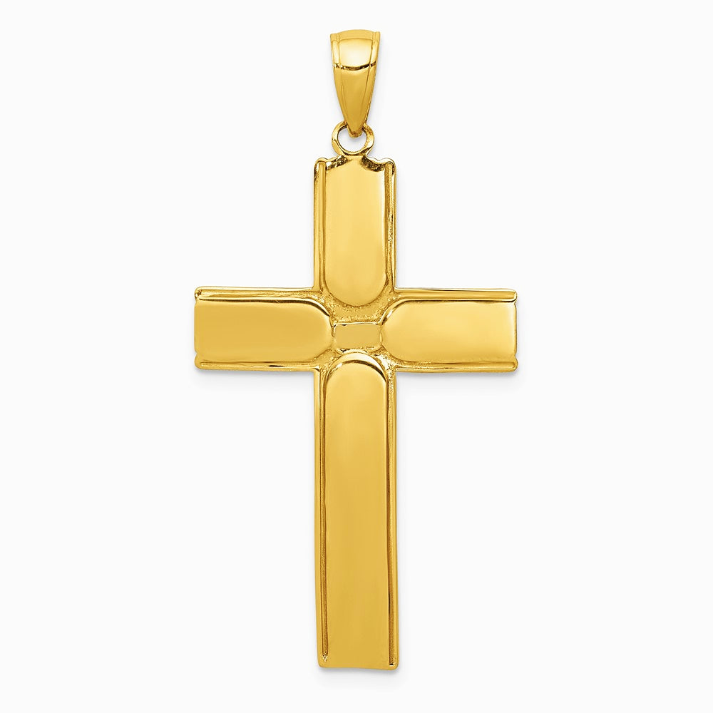 10K / 14K Yellow Gold Satin Finish Crucifix Pendant - Product Photo