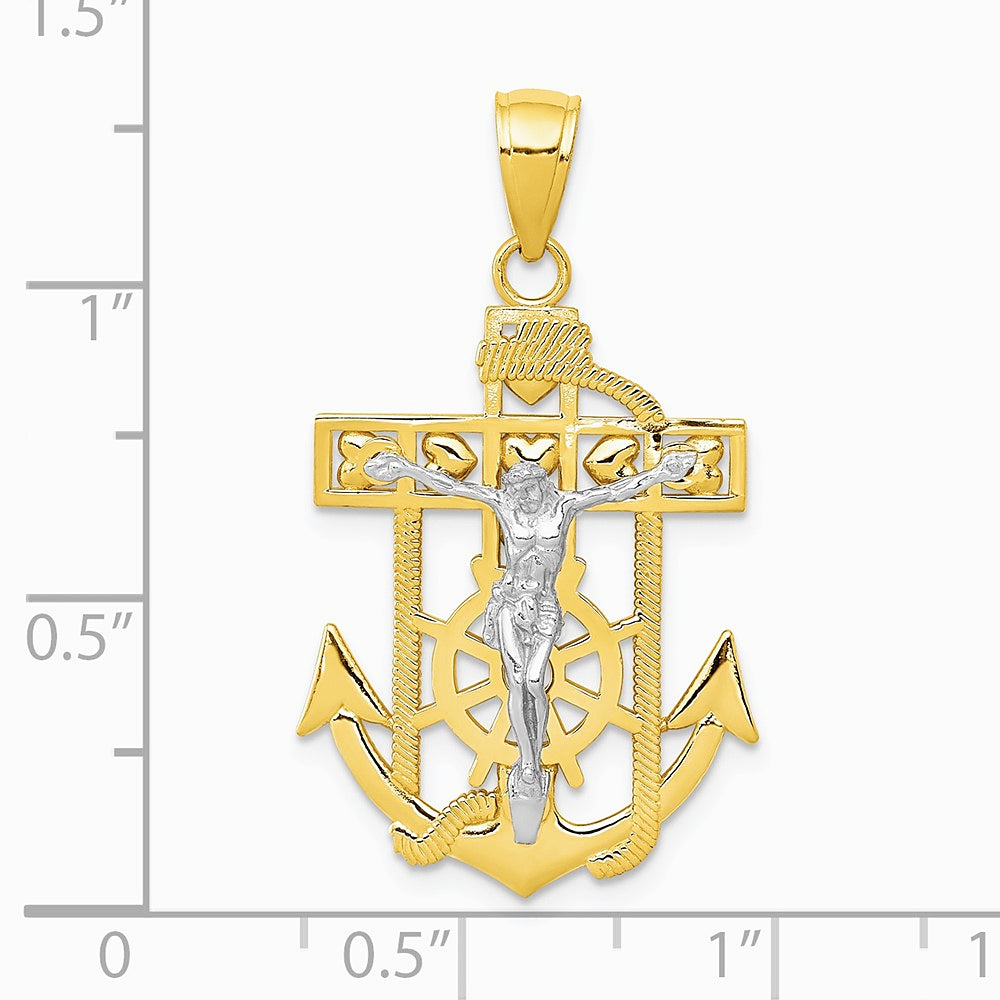10K / 14K Two-tone Mariner's Crucifix Pendant - Product Photo