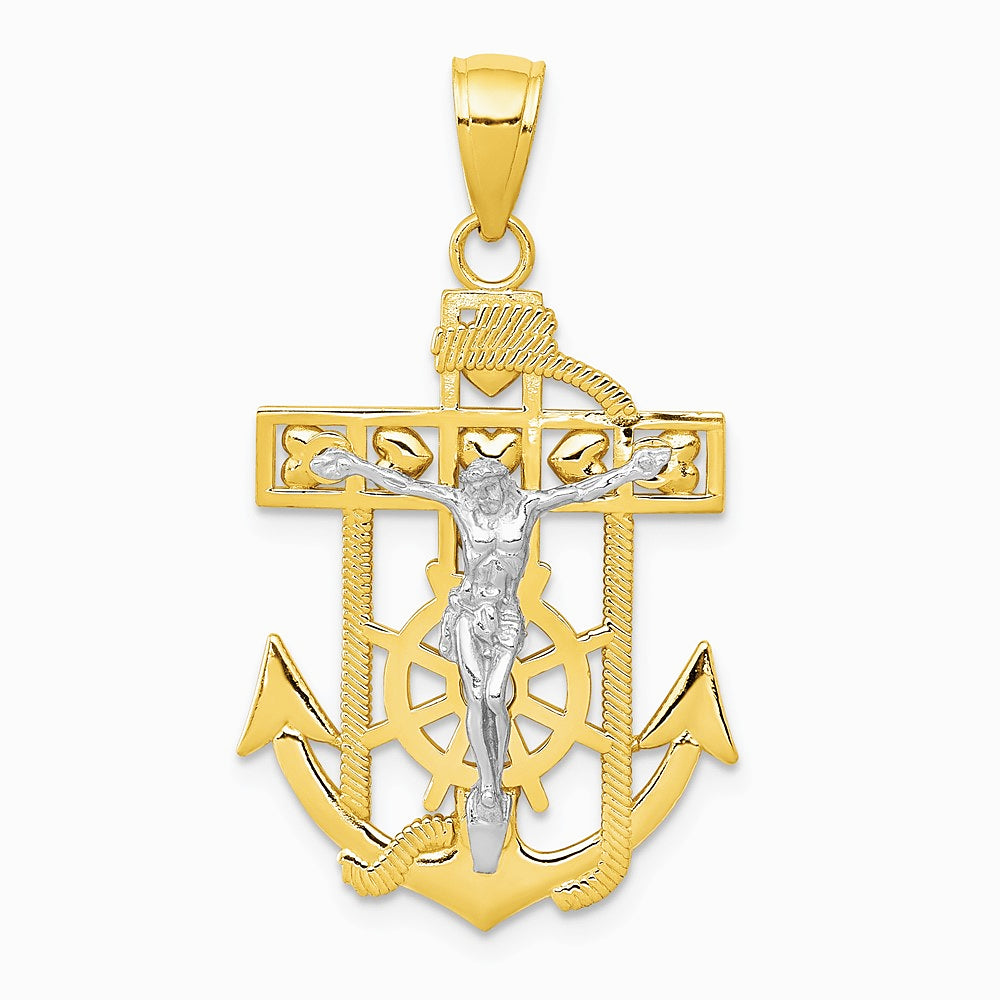 10K / 14K Two-tone Mariner's Crucifix Pendant - Product Photo