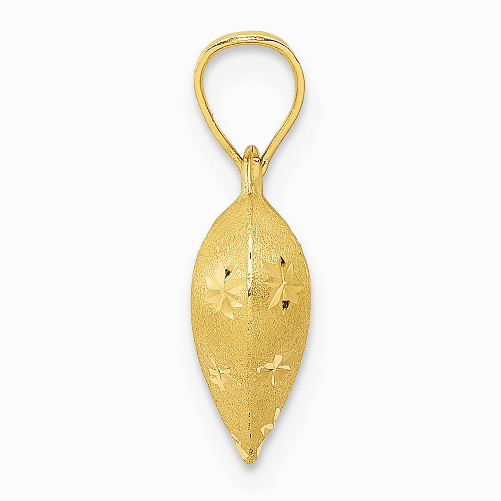 10K / 14K Yellow Gold Polished & Satin Diamond-Cut 3-D Puffed Heart Pendant - Product Photo